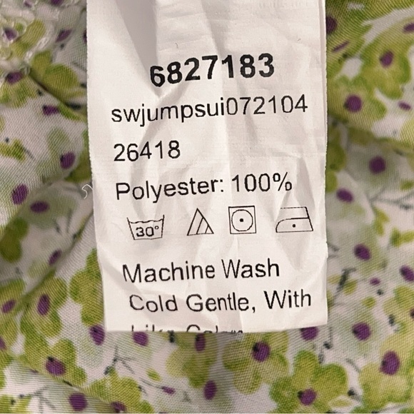 SIZE 6 SHEIN GREEN FLORAL RUFFLE ROMPER LIGHTWEIGHT COTTAGE - Picture 10 of 11